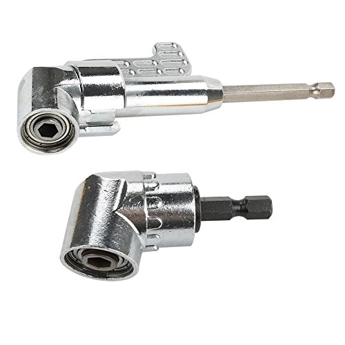 Ginode 105 Degree Right Angle Driver Angle Extension Power Screwdriver Drill Attachment + 1/4 Inch Hexagon Flexible Screwdriver Extension Soft Shaft #TOP3