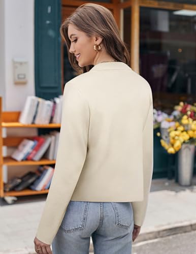 Image of GRACE KARIN Women Sweater Blazer Casual Work Croppped Cardigan Lightweight Button Front Short Knit Blazer Jacket S-XXL