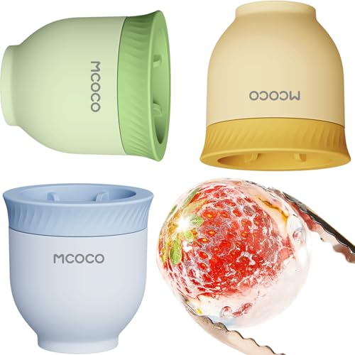 MCOCO Ice Ball Maker Mold 2.5 inch Whiskey Ice Cubes Mold Easy Fill and Release Silicone Round Large Ice Cube Mold with Lid for Whiskey, Cocktails, Bourbon, and Drinks 3 pack