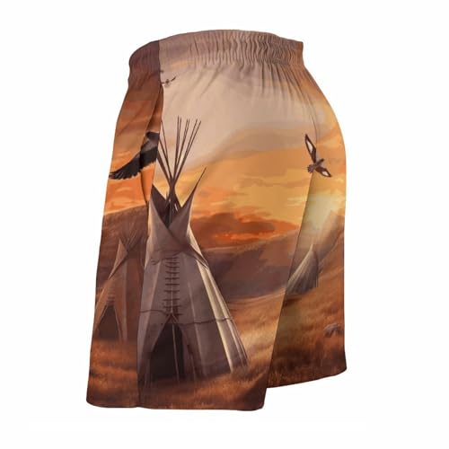 Men's Swim Trunks Native American Tribes Quick Dry Beach Shorts Mesh Lined Swimming Shorts with Pockets4