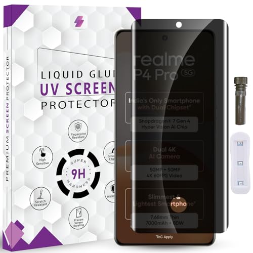 QOISA Advanced HD+ UVPrivacy Tempered Glass Screen Protector for Realme P4 Pro 5G (6.8 Inch, Pack of 1) Edge to Edge Coverage Anti-Spy/Anti-Peeping 9H Hardness Screen Guard with Installation Kit