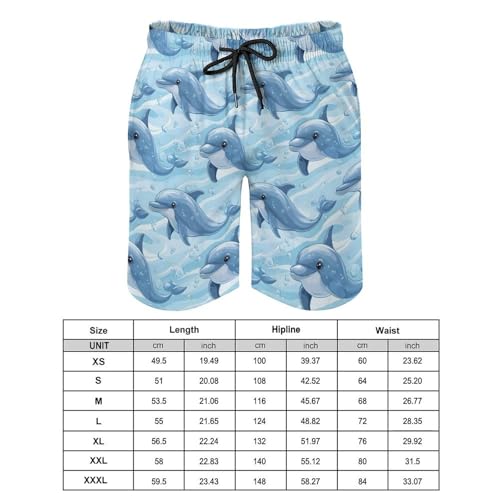 Hawaiian Shorts for Men - Comfy Cute Dolphin Ocean Print Mens Swim Trunks Bathing Suits with Mesh Lining2