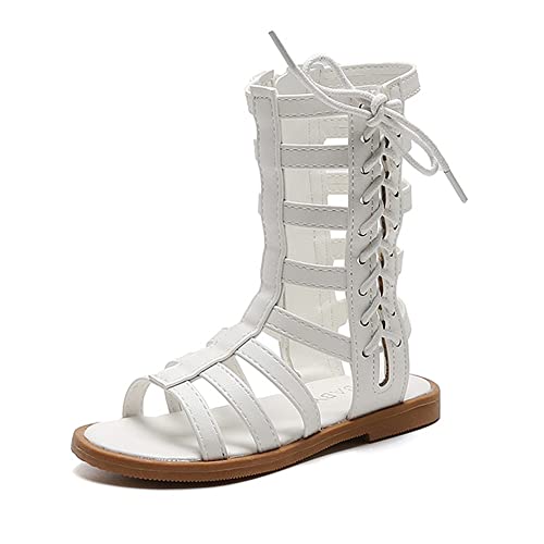 Toddler Little Girls Summer Zipper Open Toe Strappy Gladiator Sandals Fashion Outdoor Summer Boots Dress Flats