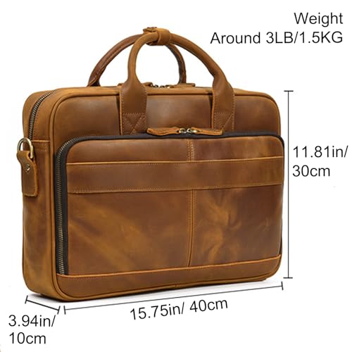 Vintage Leather Briefcase, Handmade Leather Laptop Bag, Messenger Bag for Men and Women, Leather Doctor Bag, 40 CM3