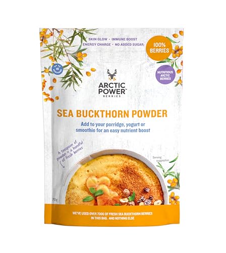 Arctic Power Berries 100% Sea Buckthorn powder 70g Nutrient rich Nordic berries All Natural Delicious nutrient boost for breakfast bowls smoothies porridge yogurt - Vegan No added sugar