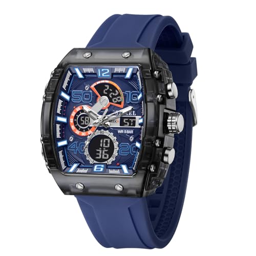 Montre extérieure pour homme carrée étanche numérique bleu 8109