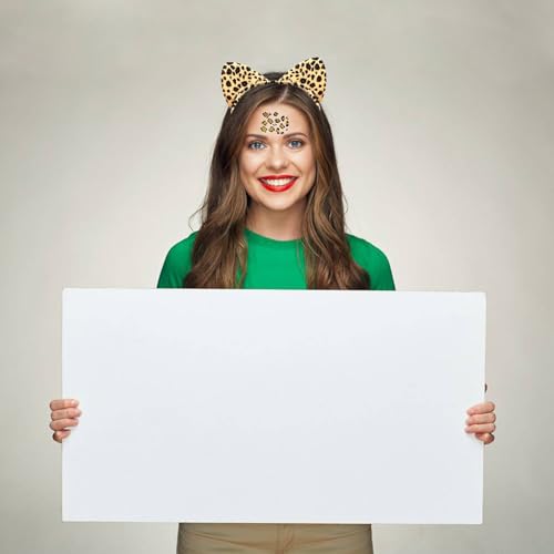 Cbluo B01-SET-BAO09-5PCS99 5 Pcs Halloween Leopard Cat Ears Headband Bow Tie Tail Temporary Face Stickers Tattoos Cat Hair Hoops Bands Women Bowtie Headpiece Hairband Cosplay Dress Up Masquerade Birthday Party Supplies thumb #2