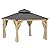 Garvee 12x12 ft Hardtop Gazebo with Nettings and Curtains, Wood Grain Heavy Duty Double Roof Galvanized Steel Outdoor Combined of Vertical Stripes Roof for Patio, Backyard, Deck, Lawns, Khaki
