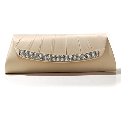 Sac de soirée champagne en satin élégant pour mariage et grandes occasions
