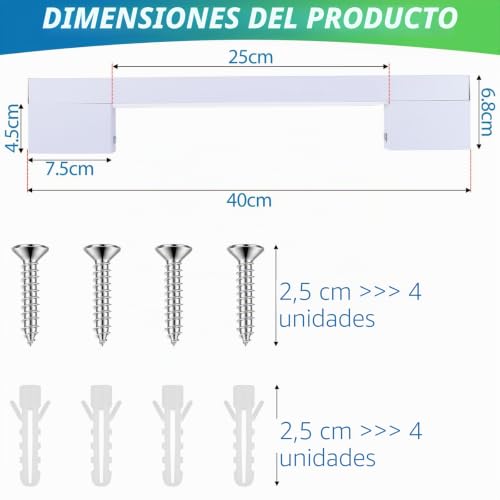 Aplique Pared Led Interior 8W regulable en blanco moderno de 40cm 3