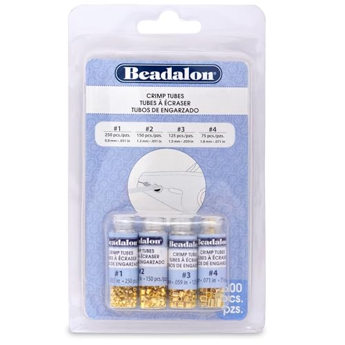 Beadalon Crimp Beads Variety Pack - Mixed Sizes 0 1 2 3 - Gold