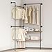 DABILONGC Industrial Pipe Clothing Rack Wall Mounted Heavy Duty, Space Saving Garment Hanger System for Wardrobe/Walk-in Closet (Black, 2 Tier)