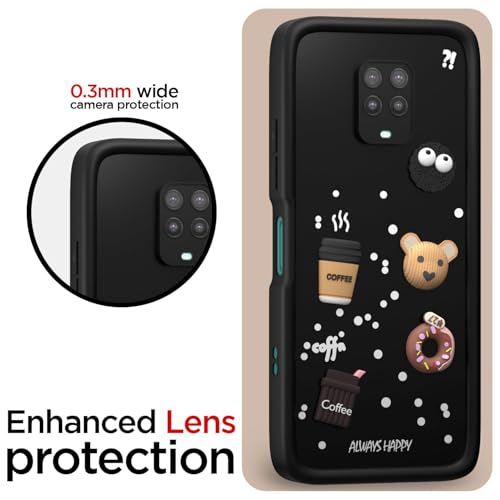 Image of Bintage Cute Fun Taddy| 3D Ball Bear| Donut| Coffee Rubber Case Full Body & Camera Protection Back Cover Compatible for Redmi Note 10 Lite - Black