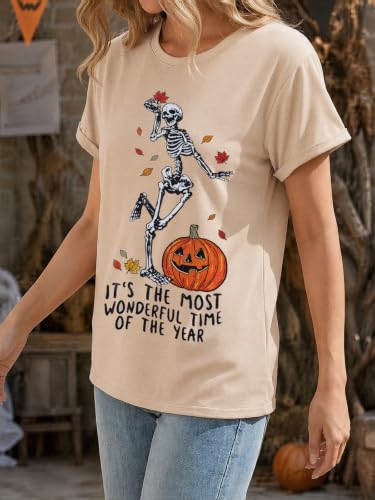 Womens Halloween Print Short Sleeve T-Shirts Crew Neck Summer Tee Tops - image 5