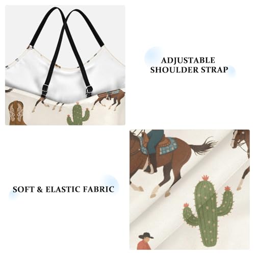 senya Girls Swimsuits One-Piece Swimwear Tie Bathing Suit Beach Summer Round Neck 7-8T Cactus Horse Rider Pattern3