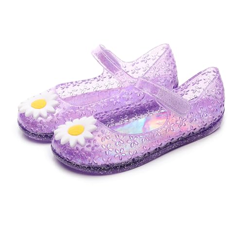 Little Girls Jelly Sandals Kids Toddler Glitter Closed Toe Cute Floral Birthday Mary Jane Shoes Summer Casual Flats2