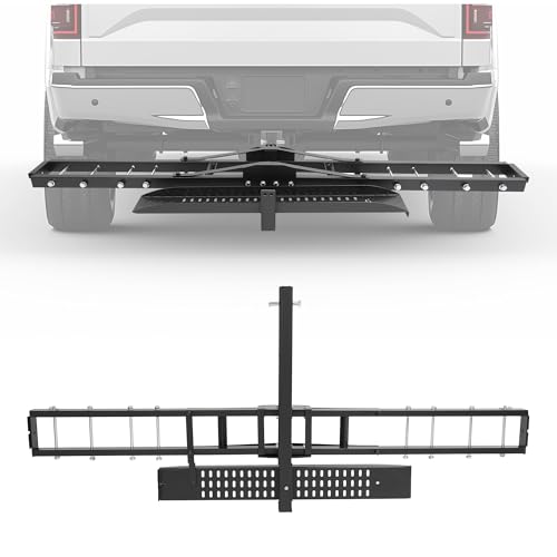 ECOTRIC 500LB Hitch Mount Motorcycle Carrier Transportation Racks Hitch Mount Rack Dirt Bike Hitch Truck Heavy Duty Steel Powder Coated Black w/Loading Ramp Tilt Stability Locking Device