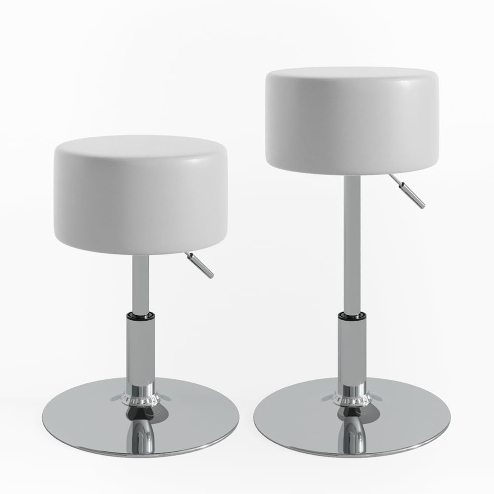 Vicco Taburete Design, Blanco, 33.5 x 67 cm para tocador, Ajustable en Altura con tapizado de Cuero sintético Resistente
