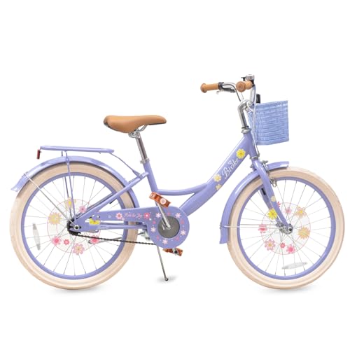 Image of Girls Bike with Basket for Toddlers and Kids Aged 3-14 Years Old, 12 14 16 18 Inch with Training Wheels & Doll Seat, 20 Inch with Kickstand & Rear Rack, Princess Style Bicycle for Gift.