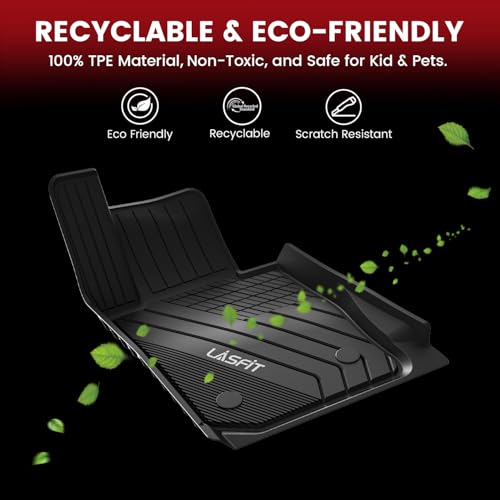 Image of LASFIT Floor Mats for BMW 3 Series G20 Sedan 2019-2026 330i 330e M3 M340i | Not Fit GT or Sport Wagon, All Weather TPE Custom Fit Floor Liners, 1st & 2nd Row Car Mats Accessories, Black