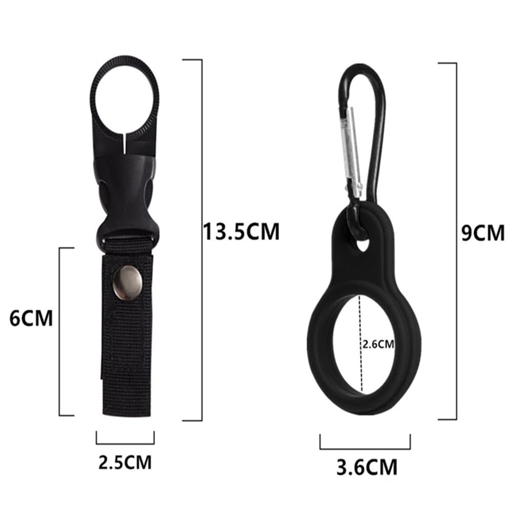 4 boucles de bouteille d'eau, mousqueton en aluminium léger, clip porte-bouteille de ceinture pour extérieur, porte-clés avec boucle de ceinture, porte-bouteille noir avec mousqueton, activités de