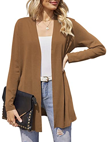 Hount Women's Lightweight Open Front Cardigans Casual Long Sleeve Cardigan Dusters with Pockets