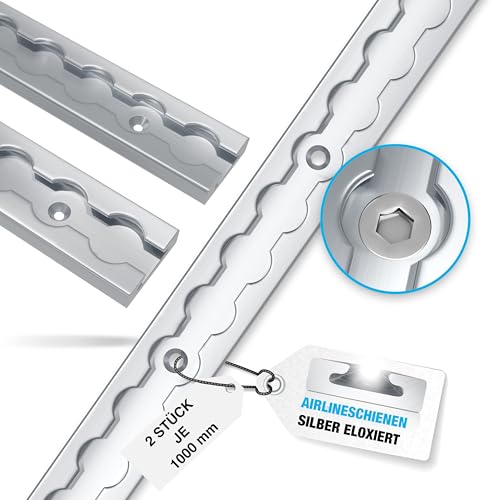 NTG Rails D'avion En Aluminium Semi-circulaire 1000 Mm - Certifié TÜV - Rail D'arrimage - Barre D'arrimage - Sécurité De Charge Pour Camions, Remorques Et Camping-cars - Blackline - Percé