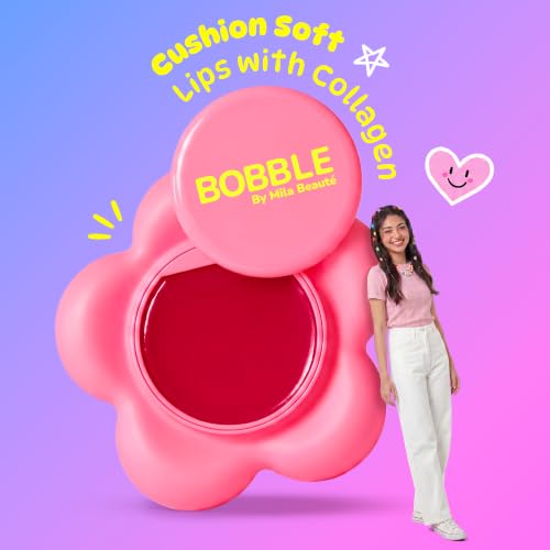 Image of Mila Beaute Bobble Gloss Balm Phone Pod | Cushion Soft Lips with 6-Peptide Complex & Collagen | Natural Tinted Glossy Finish | Non-Sticky & Lightweight | Hydrating & Nourishing I For Dry & Chapped Lips I Lip Balm-Bubble Yum, 20gm