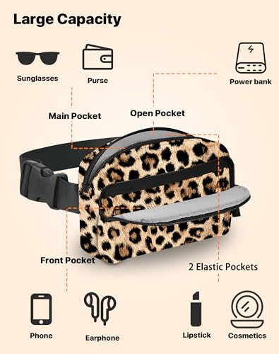 Image of Leopard Print Fanny Pack for Women Belt Bag Fashion Everywhere Waist Pouch Lightweight Crossbody Bags with Adjustable Strap