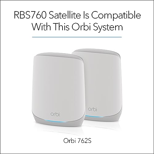 Image of NETGEAR Orbi Whole Home Tri-Band Mesh WiFi 6 Add-on Satellite (RBS760) - Works with Your Orbi WiFi 6 System - Security Features - Adds Coverage up to 2,500 sq. ft. - AX5400 up to 5.4 Gbps | Rbs760-100nas AX5400 Satellite, Adds Up to 2, 500 Sq Ft, 2x 1gbe Lan Ports