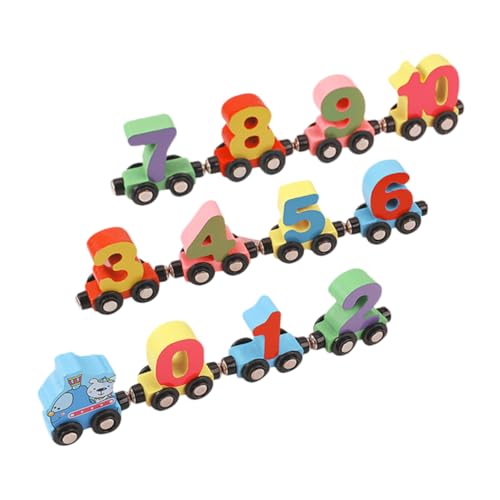 FRCOLOR 節磁性数字車 木製知育 カラフル数字認識トレイン 幼児向け独立連結可能 磁式学習パズル 親子遊び向上耐久性デスク飾り対応