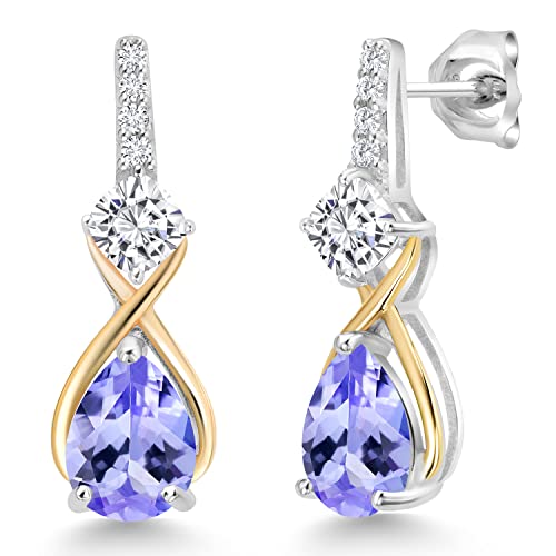 Pear Shape Tanzanite Earrings Amazon Gem Stone King 925 Silver And