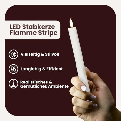 Star 2er Set LED Stabkerzen mit Timer - Echtwachs Kerzen - Warmweiß – Ansicht 2