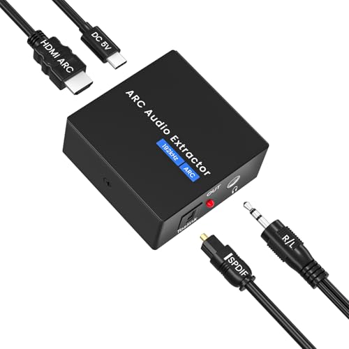 Adaptador HDMI ARC,192kHz Extractor de Audio HDMI ARC Viene con Cables ópticos y de 3,5 mm,El Convertidor DAC es Adecuado Para Sistemas de Audio Estéreo y Amplificadores