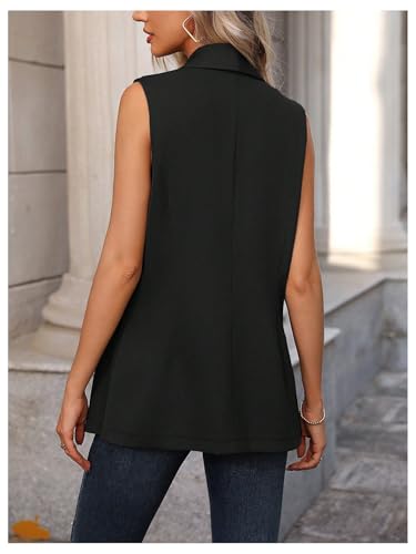 GORGLITTER Women's Sleeveless Blazer Vests Open Front Lightweight Work Office Long Blazer Outerwear Trendy Fall 20253