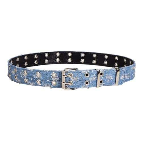 Fashion Denim Blue PU Leather Waist Belts Sequin for Women Ladies Cowgirl for Pants Jeans Dresse3