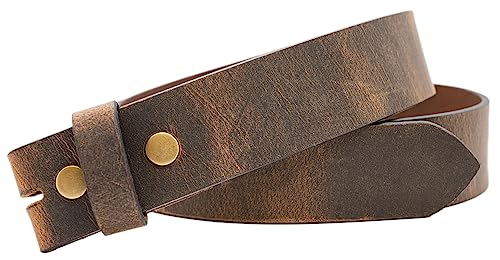 Full Grain Buffalo Leather Belt Strap - Crazy Horse Finish - Brown