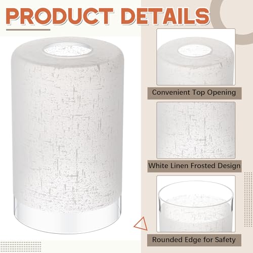 Image of Teenyyou 1 Pcs White Linen Frosted Glass Shade Replacements for Pendant Light Fixtures Glass Lamp Shade Cover, 1-5 /8 Inch Fitter E26 Base, 4 inchw x 6 inchh, Replacement Lamp Globe for Chandelier Wall Sconce