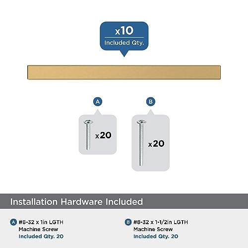 Image of Amerock 10 Pack 3-3 /4 inch Bar Pulls Square Champagne Bronze Drawer Pull | 3-3 /4 inch (96mm) Center-to-Center Mounting Distance and 6-1 /16 inches Overall Length, Durable Zinc Cabinet Hardware