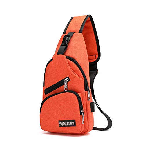 FANDARE Unisex bröstväska axelväska herr dam med USB vattentät axelväska, slingväska, äventyr, camping, ridning, jakt,...