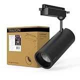TRAXON LUXPOINT® Foco LED de Carril Monofásico 35W 3080Lm CCT Luz Ajustable 3000K/4000K/6500K, Ángulo de Haz 38° CRI≥80 Iluminación Profesional para Tienda, Galería y Hogar (35W Negro)