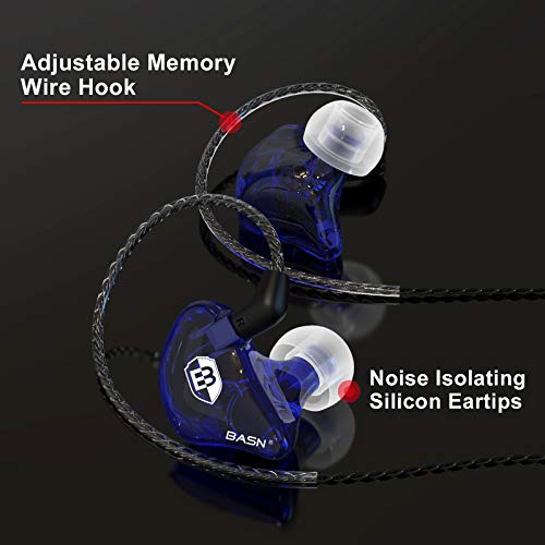 Basn Bsinger Pro In-Ear Monitors Hybrid Dynamic Dual Drivers Two Detachable Mmcx Cables Musicians In-Ear Earbuds Headphones (Blue) #TOP3