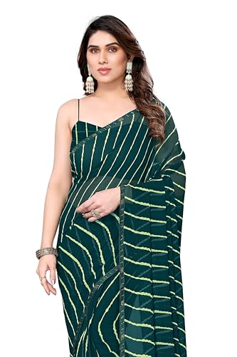 Image of MIRCHI FASHION Women Saree Georgette Traditional Bandhani | Ethnic Printed Sari for Social Gatherings with Unstitched Blouse Piece