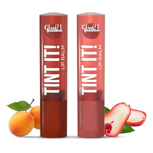 Glam21 Tint it! Lip Balm | Everyday Hydration & Moisturized Lips with Vitamin-E, Shea Butter, Avocado Oil, SPF15 |Lip Care For Dry & Chapped Lip - Rose Apple & Apricot | 3.5gm Each | Combo Pack Of 2