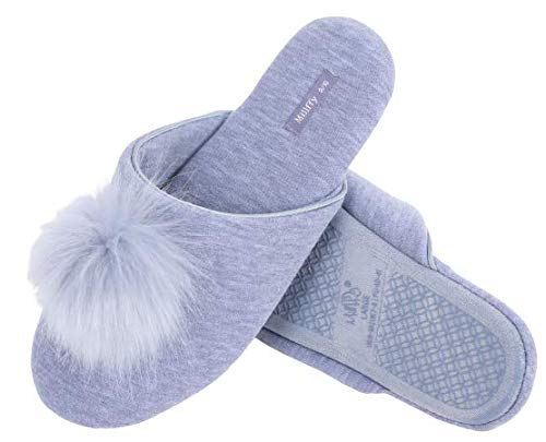 Millffy Women's Cozy House Slippers Fluffy Faux Fur Ball Comfy Slides Bedroom Home Cotton Knit Slippers3