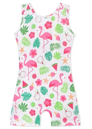 Image of HOZIY Gymnastics Leotards for Girls with Shorts Toddlers Biketards Rainbow Unicorn Dinosaur Mermaid Leopard Flower Galaxy