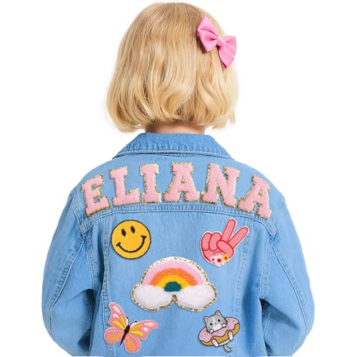 Personalized Kids Denim Jackets with Names, Custom Jeans Jacket, Back to School Boys' & Girls' Outerwear Jean Jackets, Spring&Fall Outerwear Jackets, Birthday Easter Gifts for Toddlers Girls Boys 1-8