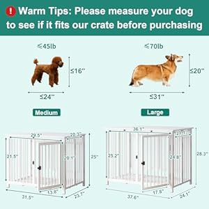 Heavy Duty Dog Crate Furniture, Fully Assembled exc. Locks, All Metal Frame & Wooden Tabletop, Modern Kennel for Small Dog, End Table, Sturdy, Foldable, White Heavy Duty Dog Crate Furniture Fully Assembled exc Locks All Metal Frame Wooden Tabletop Modern Kennel for Small Dog End Table Sturdy Foldable White