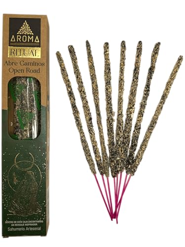 HOSTENATURA Incienso Orgánico Ritual Abre Caminos Aroma Incienso Artesanal - Cajita con 8 Barras - 1 Hora duración