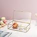 Hipiwe Vintage Glass Keepsake Box, Rectangle Jewelry Display Organizer, Lidded Box for Home Decor, Storage of Trinkets, Rings, Bracelets